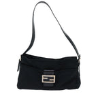 FENDI Mamma Baguette Shoulder Bag Coated Canvas Black52742