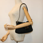 FENDI Mamma Baguette Shoulder Bag Coated Canvas Black52742