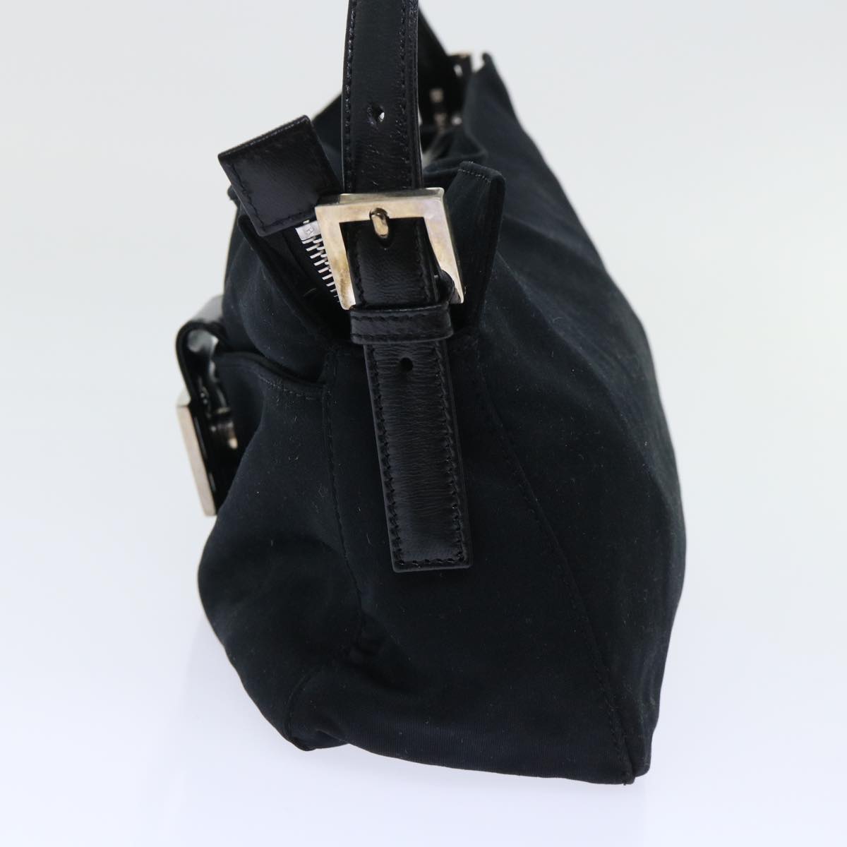 FENDI Mamma Baguette Shoulder Bag Coated Canvas Black52742