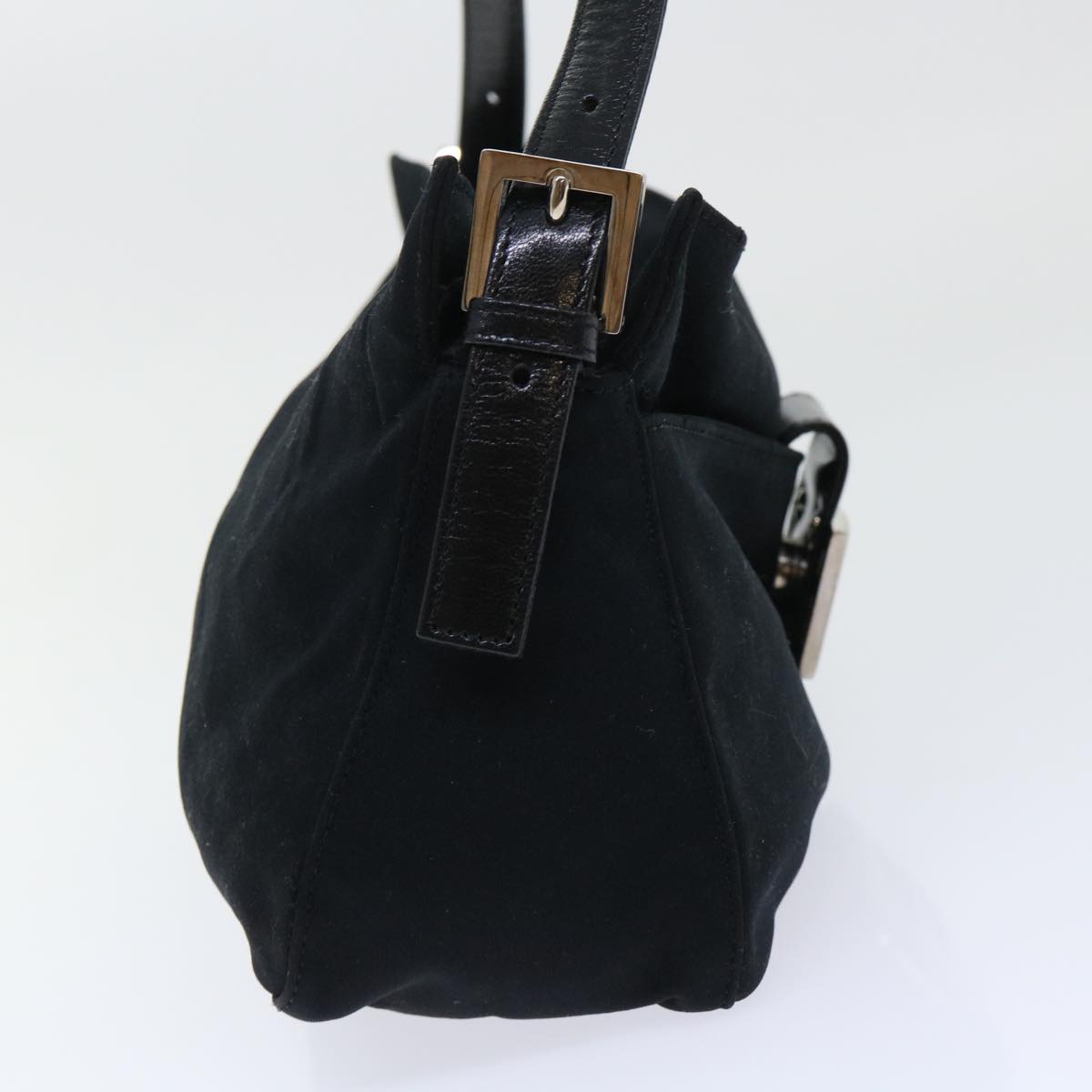 FENDI Mamma Baguette Shoulder Bag Coated Canvas Black52742