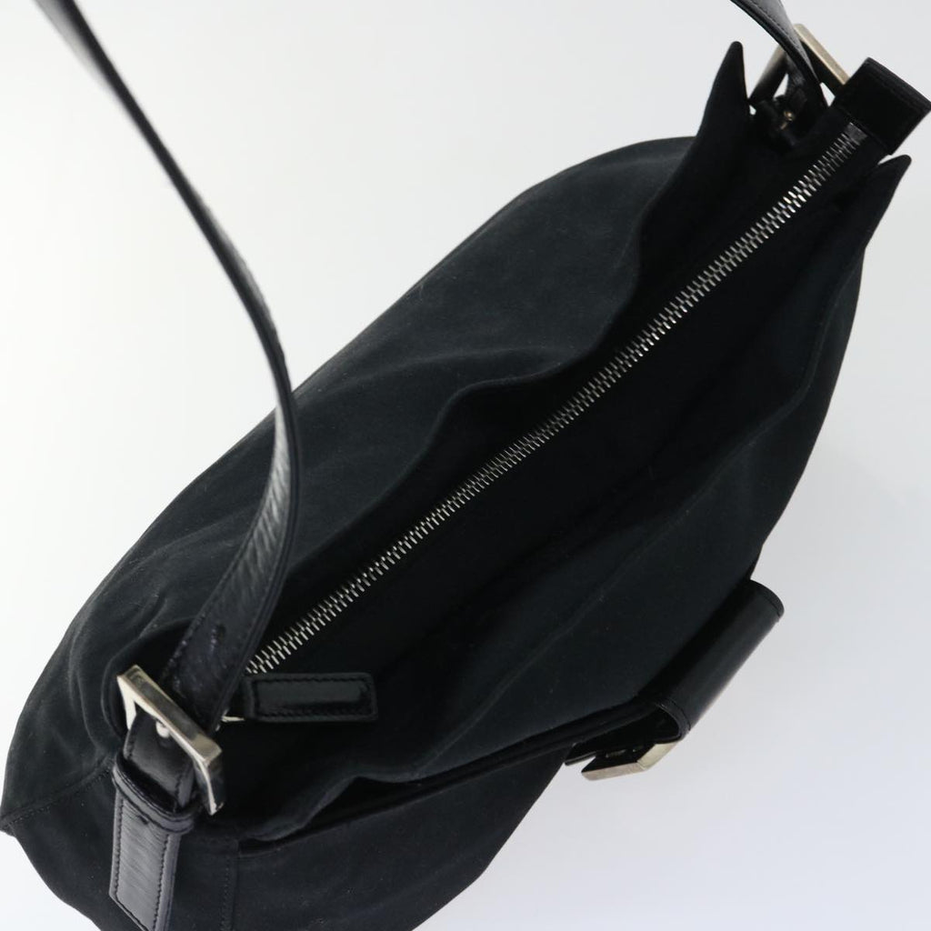 FENDI Mamma Baguette Shoulder Bag Coated Canvas Black52742