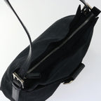 FENDI Mamma Baguette Shoulder Bag Coated Canvas Black52742