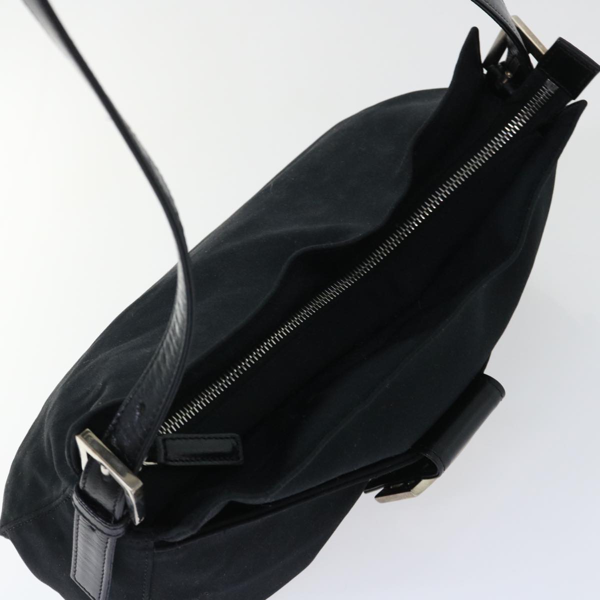 FENDI Mamma Baguette Shoulder Bag Coated Canvas Black52742