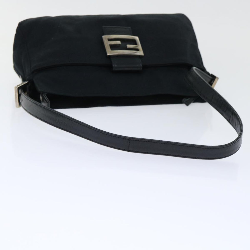 FENDI Mamma Baguette Shoulder Bag Coated Canvas Black52742
