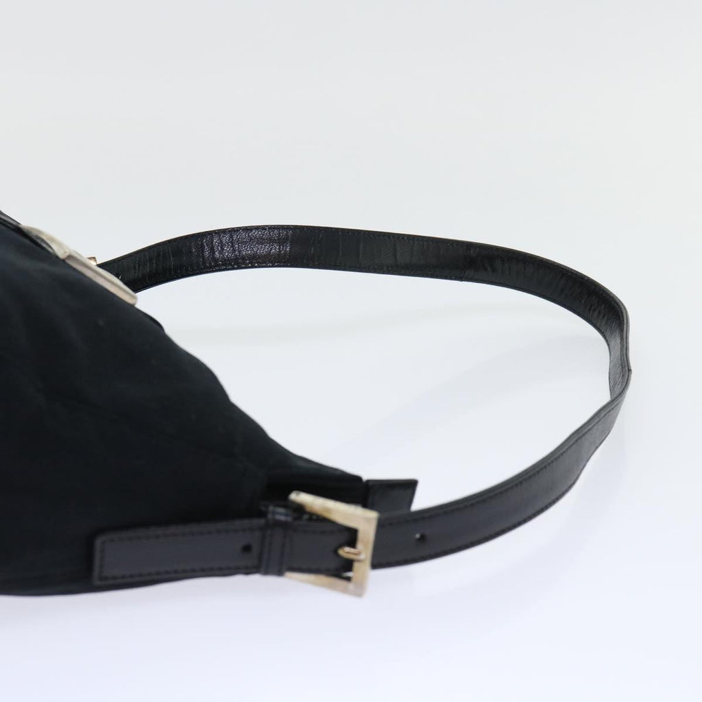 FENDI Mamma Baguette Shoulder Bag Coated Canvas Black52742