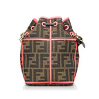 FENDI FENDI 8BS010 Shoulder Bag Canvas/Leather Brown Pink Ladies Fender