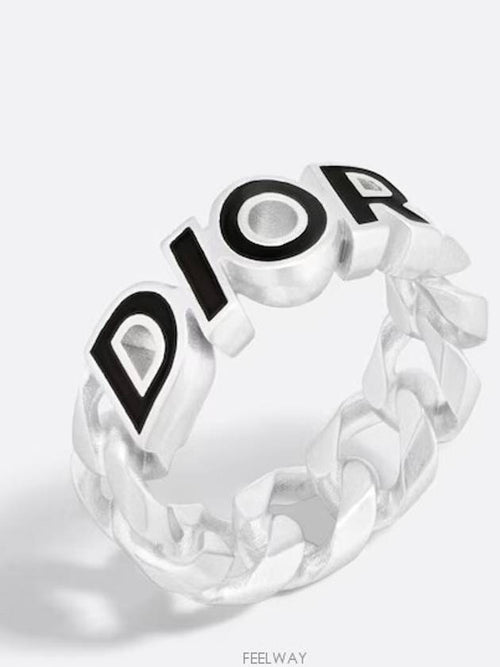 Italic Chain Link Ring Silver Dior