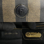 Fendi Pequin FF Logo Stripe Leather Mini Boston Bag