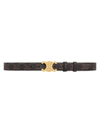 CELINE Monogram Triomphe Buckle Medium Leather Belt Tan