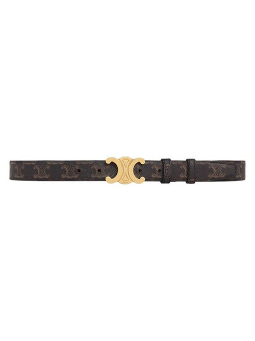 CELINE Monogram Triomphe Buckle Medium Leather Belt Tan