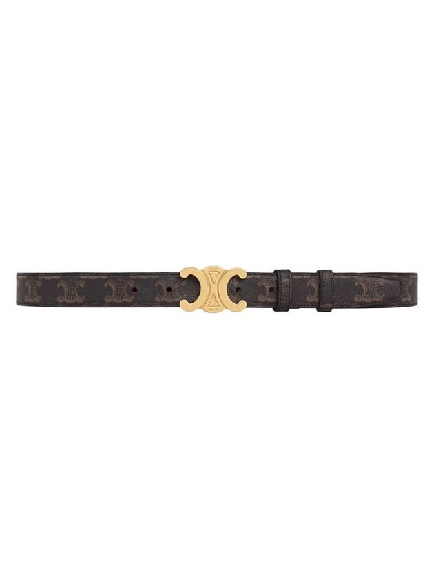 CELINE Monogram Triomphe Buckle Medium Leather Belt Tan