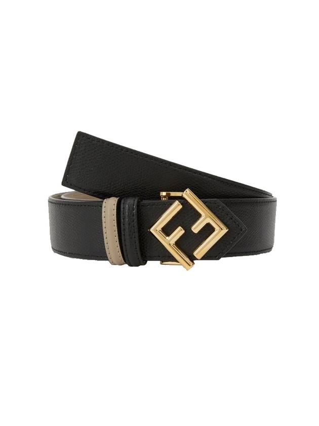 Fendi Reversible Leather Belt Black Dove Grey