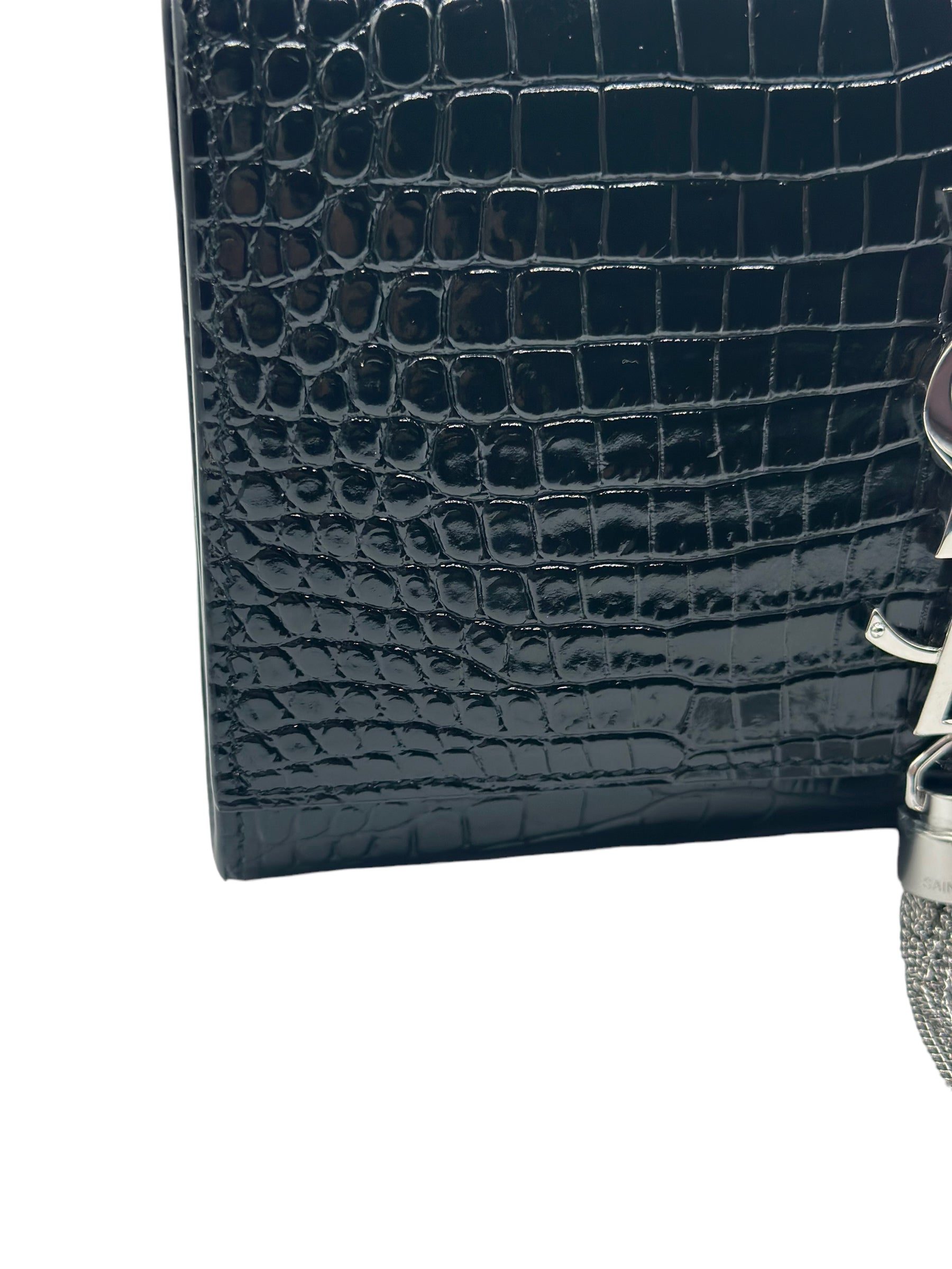 SAINT LAURENT - Small Kate Embossed Croc Tassel Bag