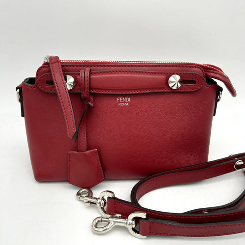 FENDI Vitello Dolce Marmol Medium By The Way Boston Bag Ciliegia LA7973