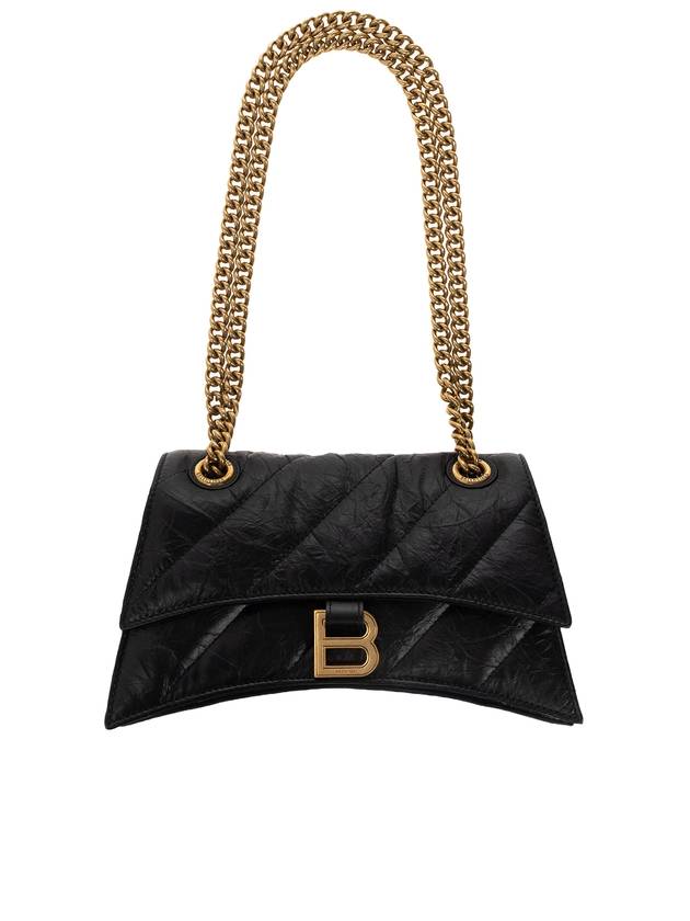 Balenciaga Women's Crush Logo Gold Chain Small Shoulder Bag Black