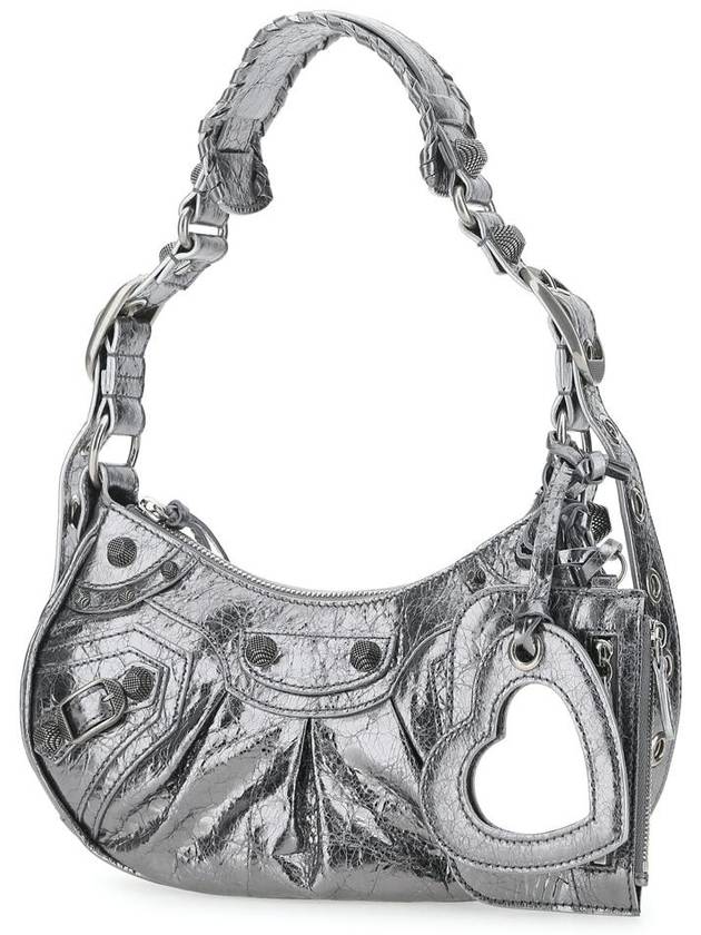Balenciaga Metallic Le Cagol XS Lambskin Shoulder Bag Dark Silver