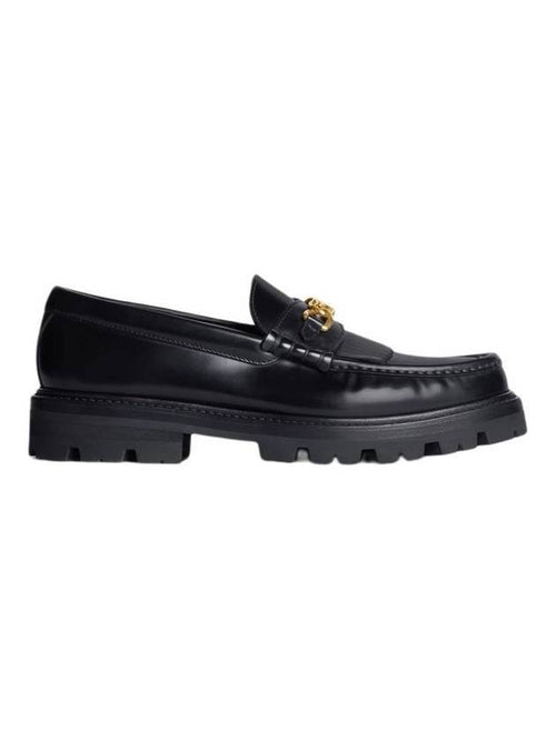 CELINE Triomphe Chain Polished Bull Margaret Loafers Black