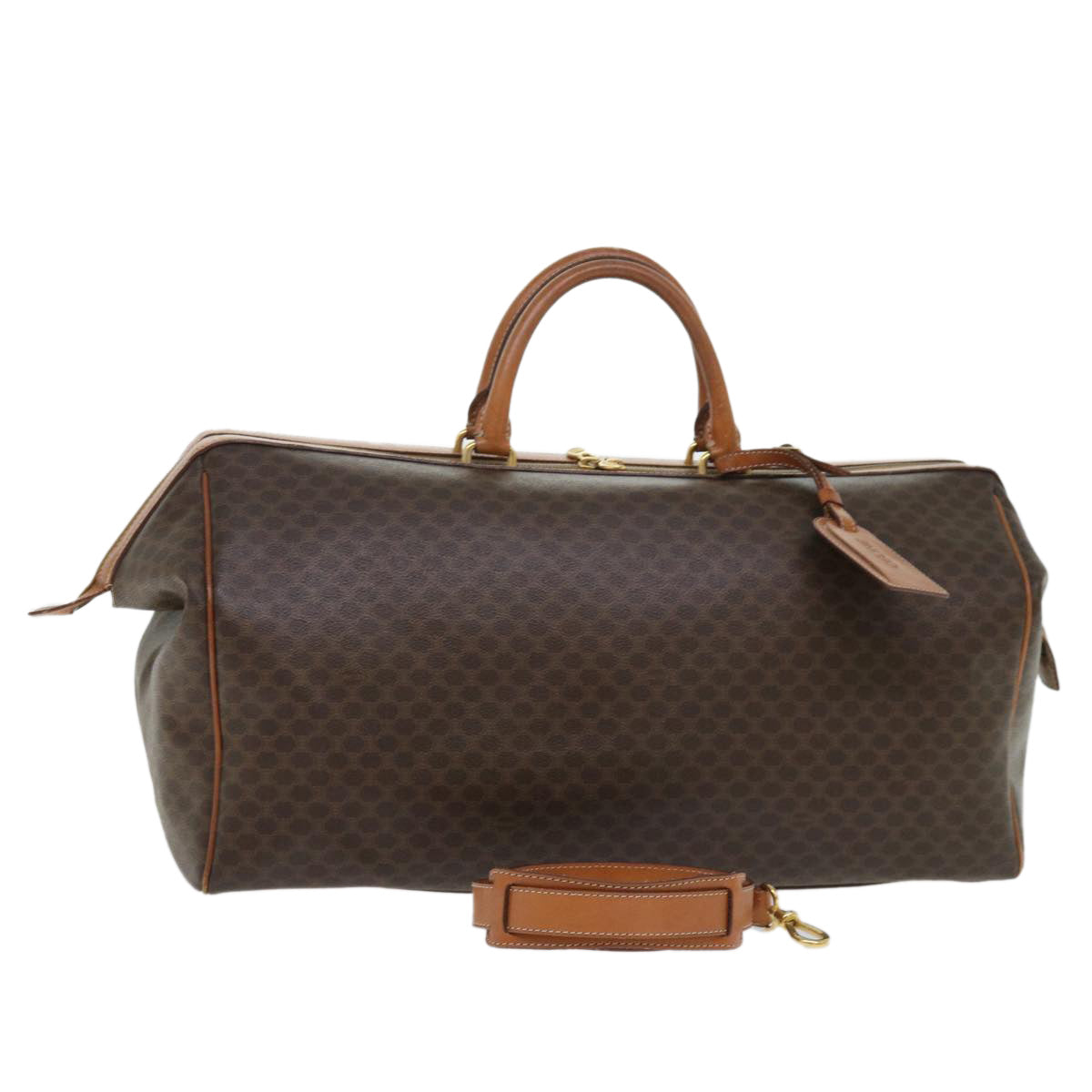 CELINE Macadam Canvas Boston Bag PVC Leather 2way Brown  53086