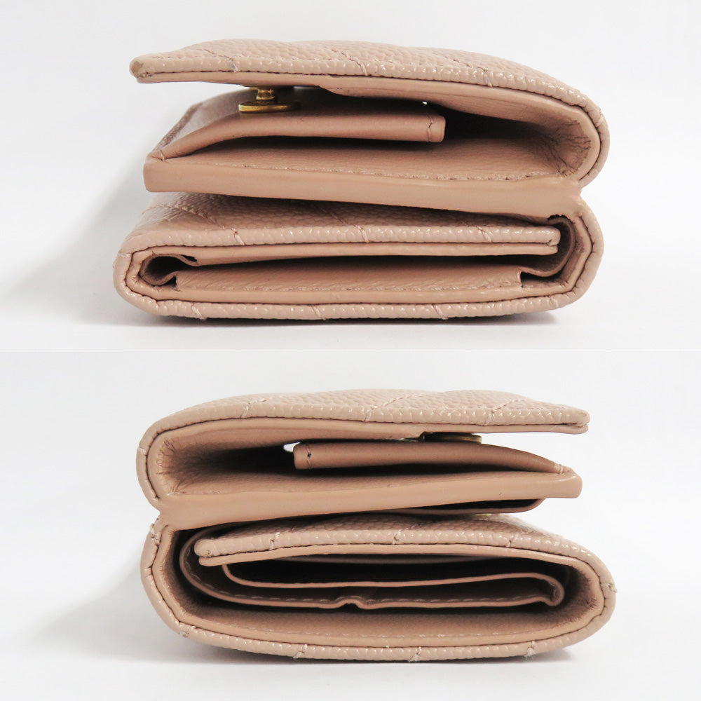 Saint Laurent Monogram Oligami Tenny Wallet  Green Leather 668274 Pearl Pink G  Three Folded Wallet Compact Mini