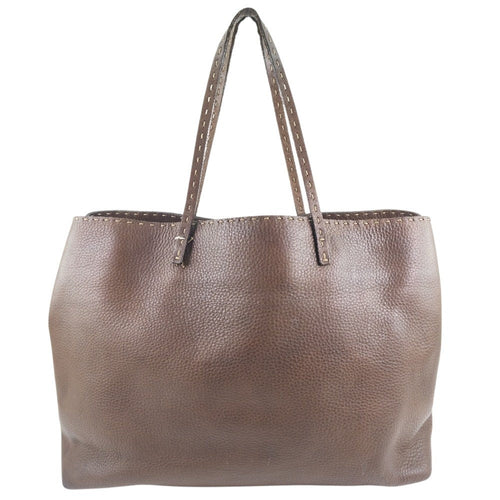 FENDI Tote Bag Calfskin Brown Celeria unisex(Unisex)