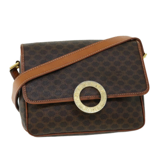 CELINE Macadam Canvas Shoulder Bag PVC Leather Brown  53340