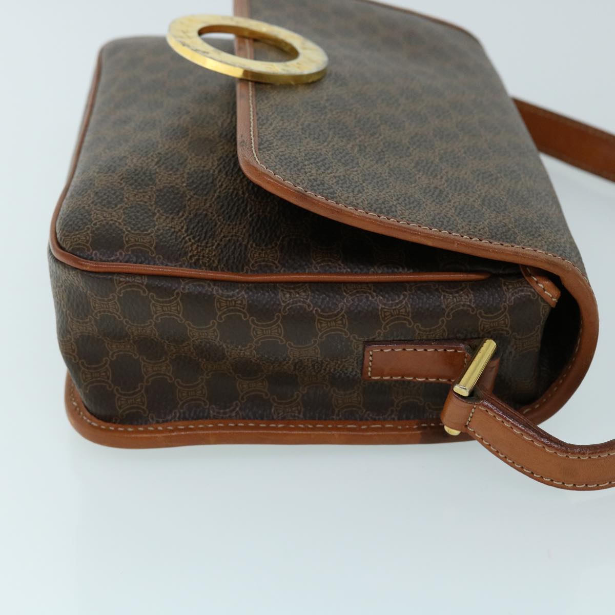 CELINE Macadam Canvas Shoulder Bag PVC Leather Brown  53340