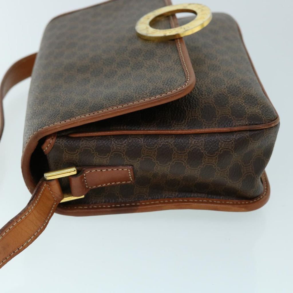 CELINE Macadam Canvas Shoulder Bag PVC Leather Brown  53340