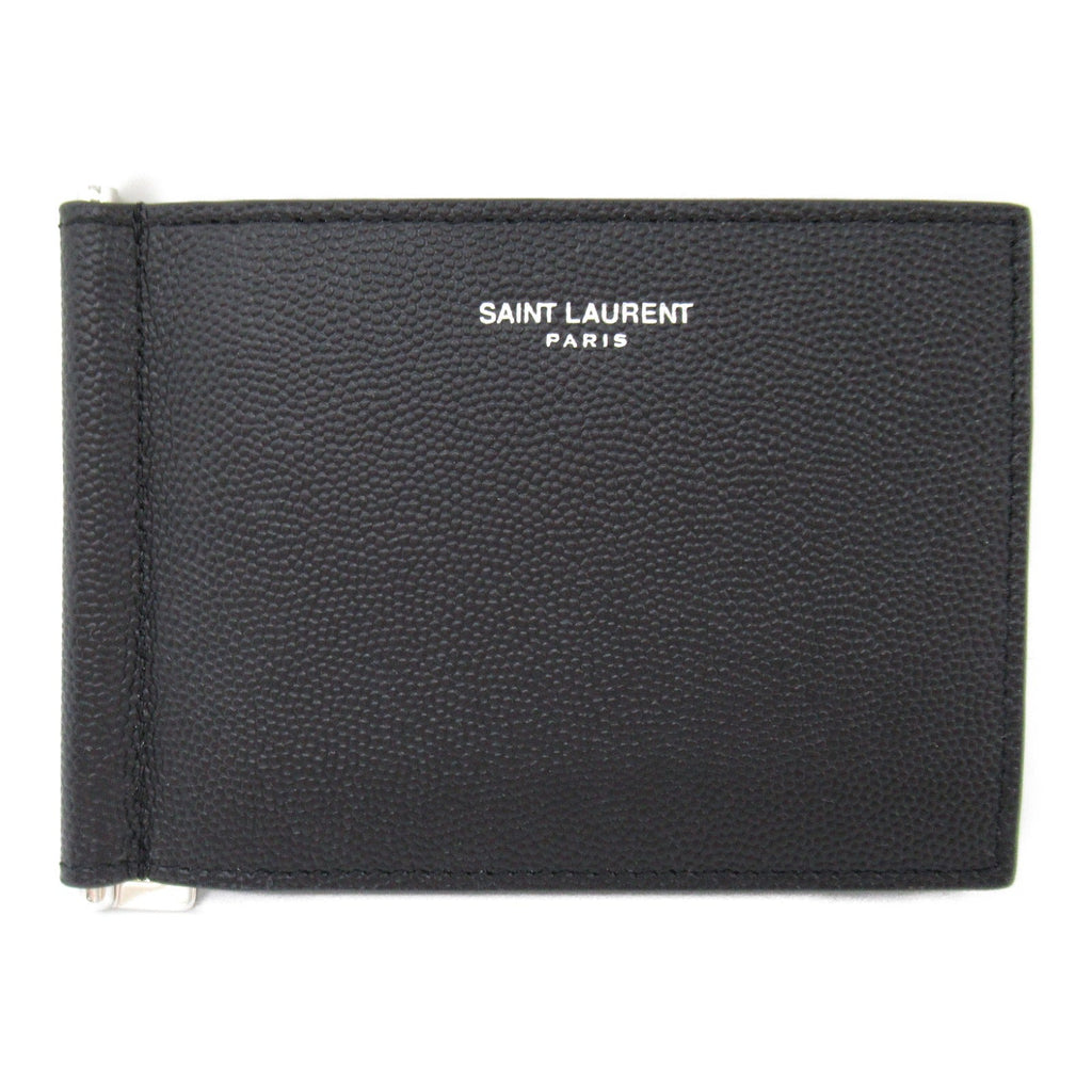 Saint Laurent Double Fold Wallet Double Folded Wallet Leather  Wallet Black 378005BTY0N1000
