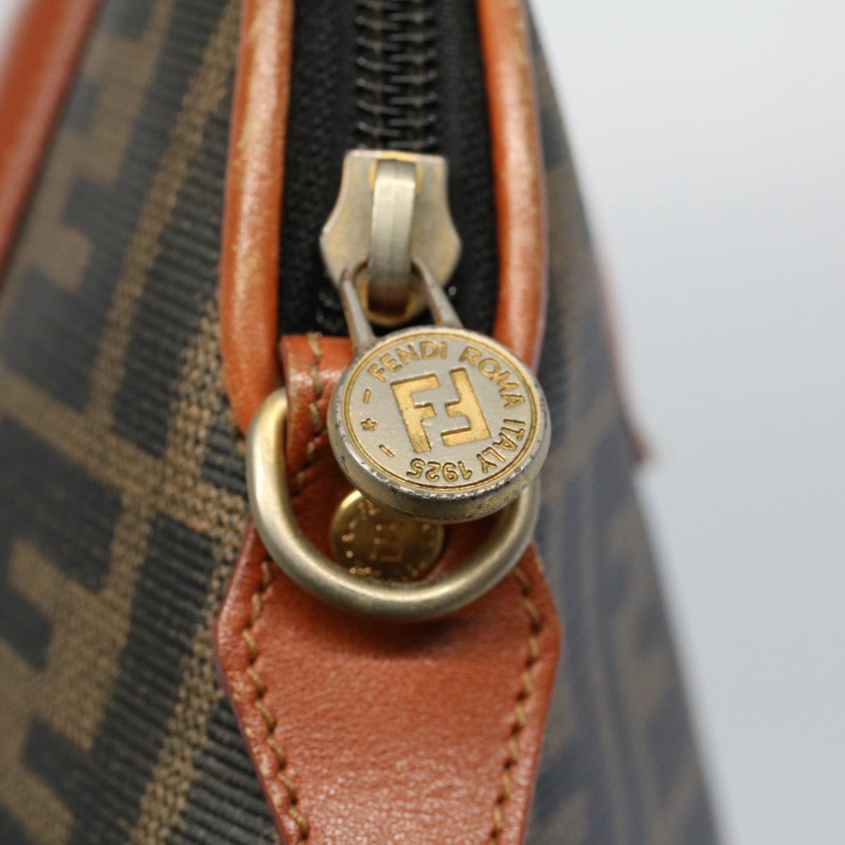 FENDI Zucca Canvas Hand Bag Black Brown53345
