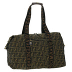 FENDI Zucca Canvas Boston Bag Black Brown53373