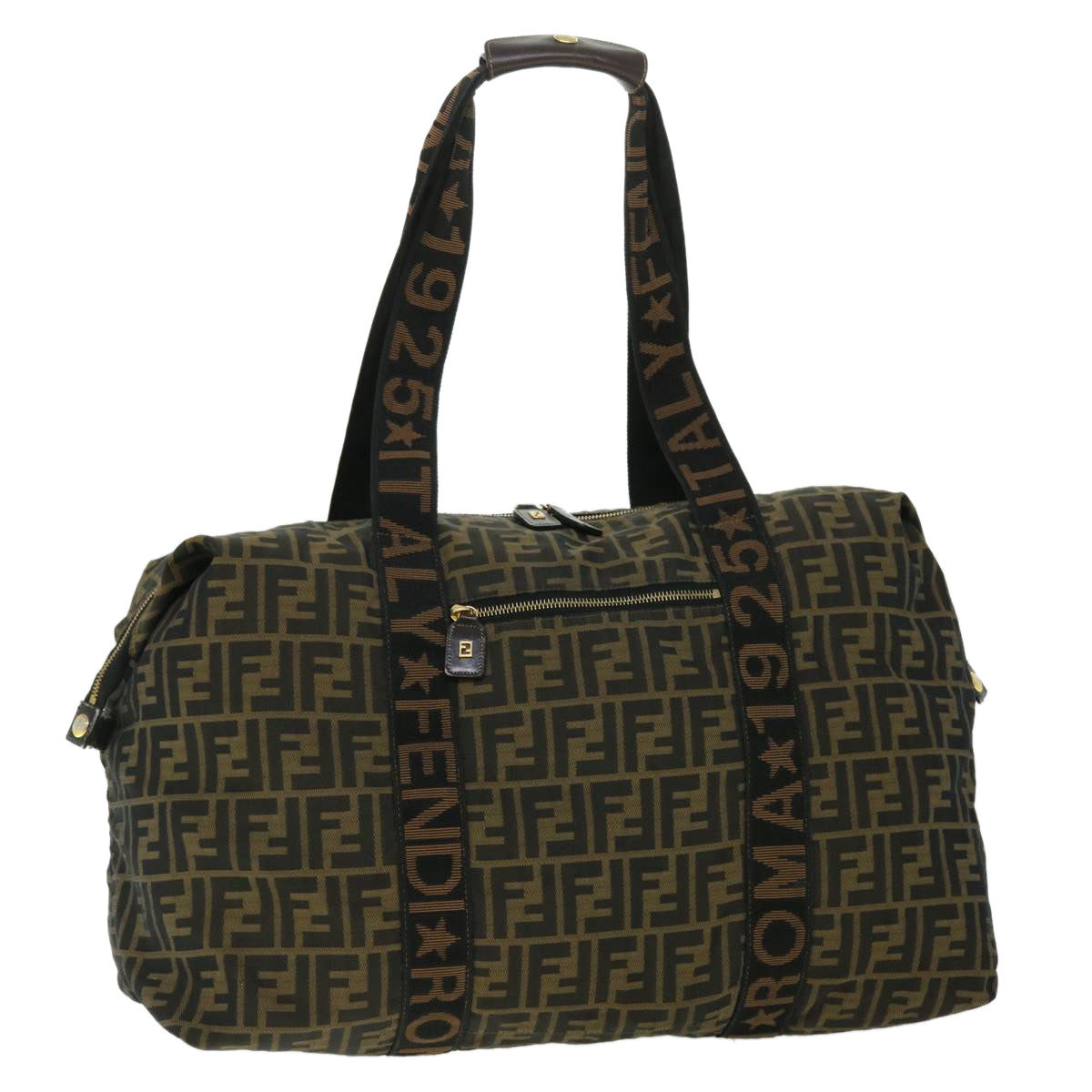 FENDI Zucca Canvas Boston Bag Black Brown53373