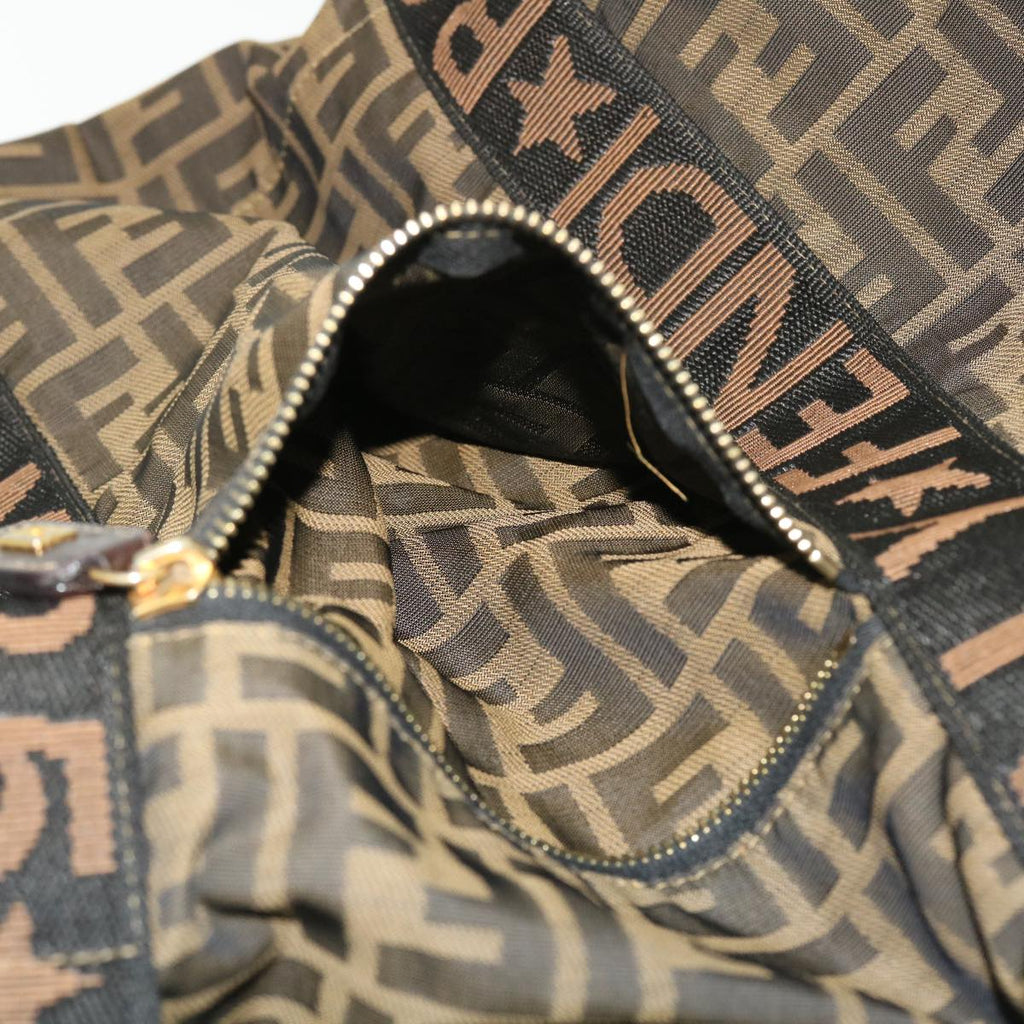 FENDI Zucca Canvas Boston Bag Black Brown53373