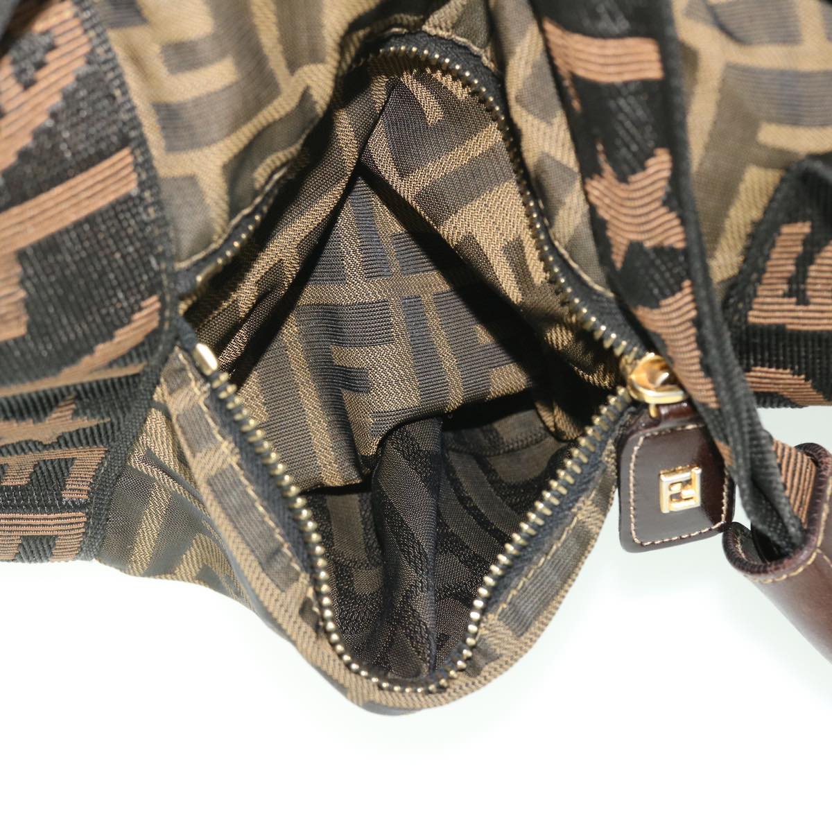 FENDI Zucca Canvas Boston Bag Black Brown53373