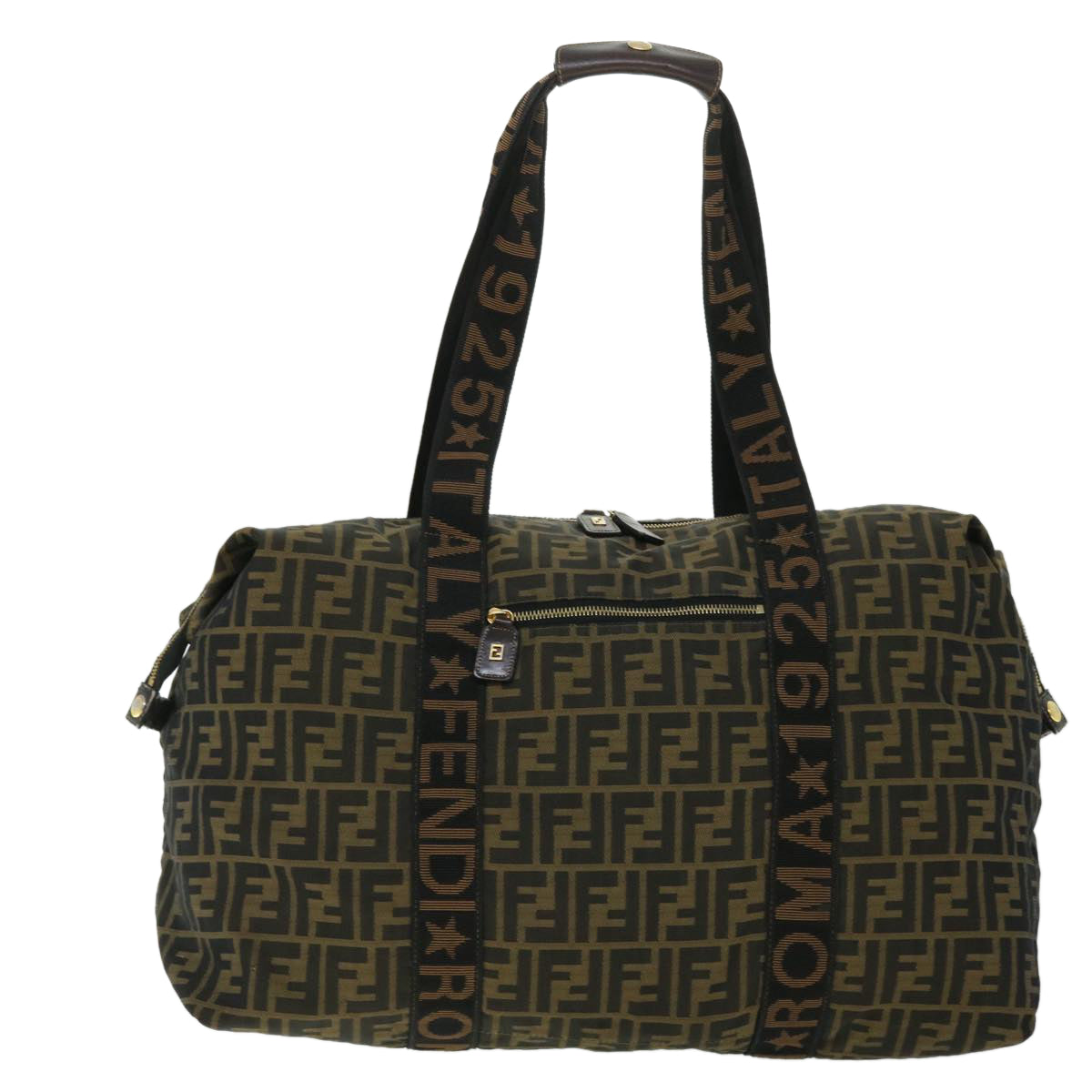 FENDI Zucca Canvas Boston Bag Black Brown53373