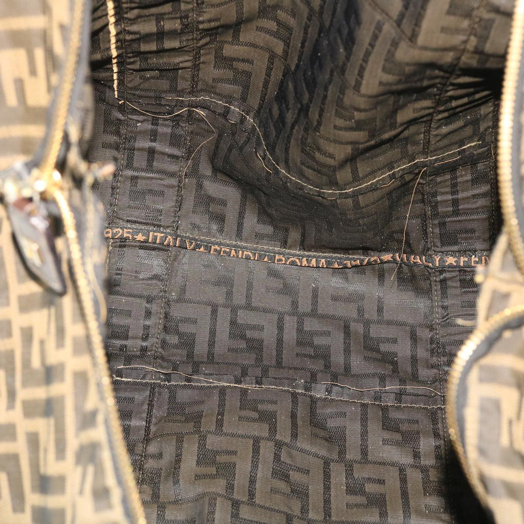 FENDI Zucca Canvas Boston Bag Black Brown53373
