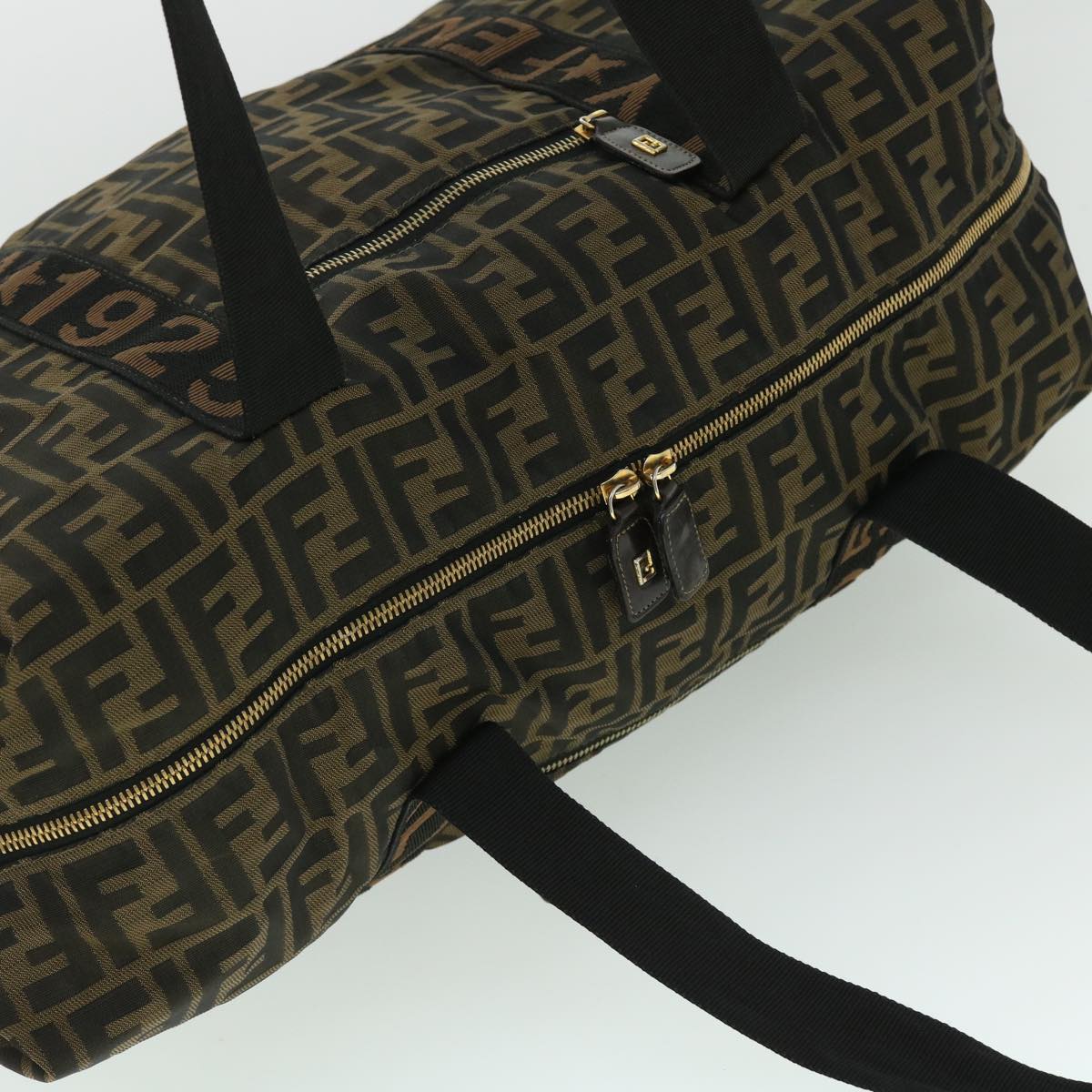 FENDI Zucca Canvas Boston Bag Black Brown53373