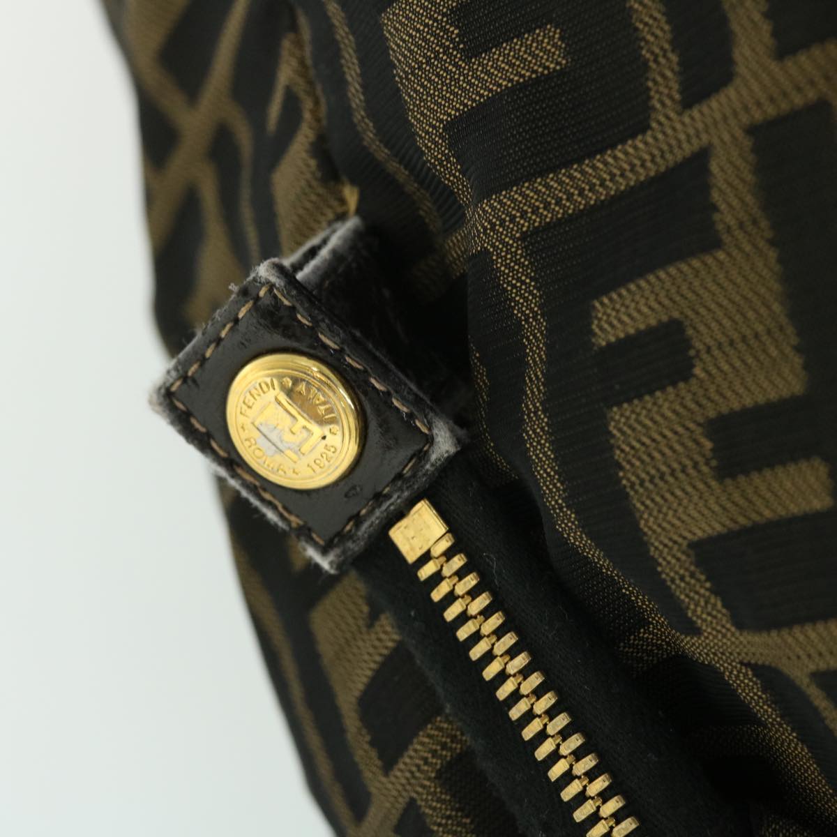 FENDI Zucca Canvas Boston Bag Black Brown53373