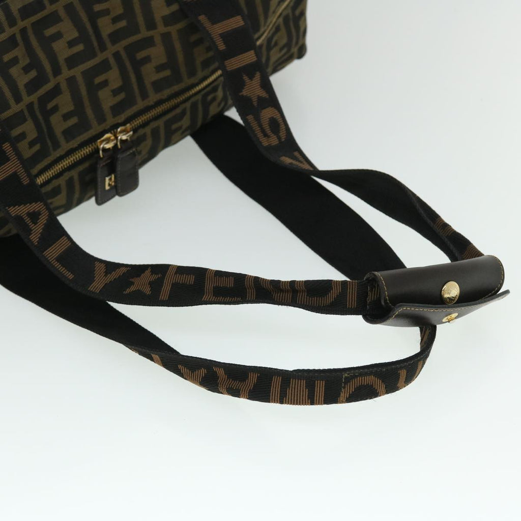 FENDI Zucca Canvas Boston Bag Black Brown53373
