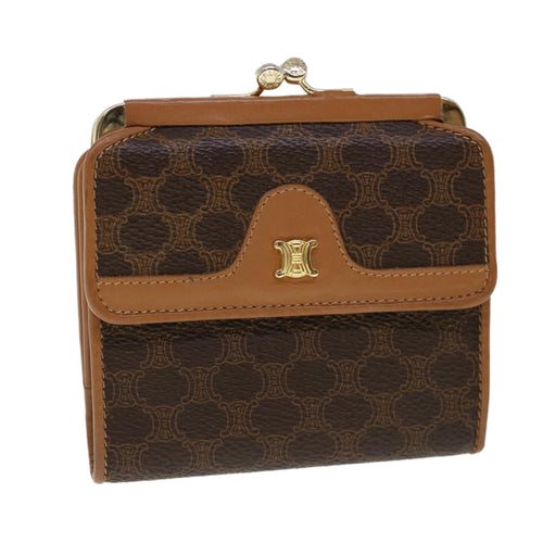 CELINE Macadam Canvas Gamaguchi Wallet PVC Leather Brown  53477