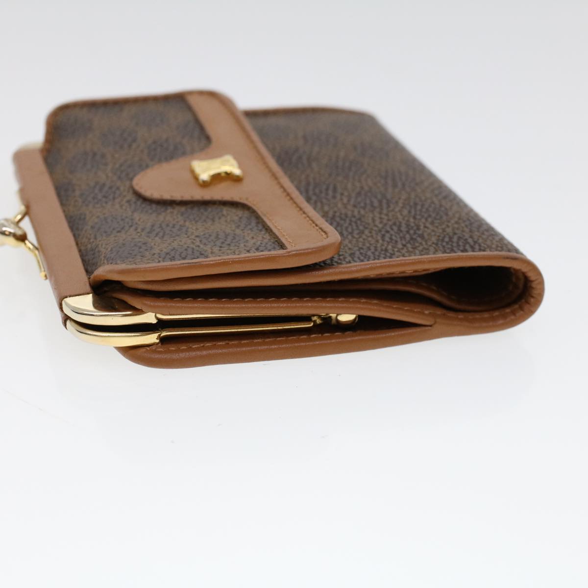 CELINE Macadam Canvas Gamaguchi Wallet PVC Leather Brown  53477