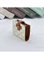 CELINE Triomphe Canvas Lambskin Small Strap Half Wallet White Tan