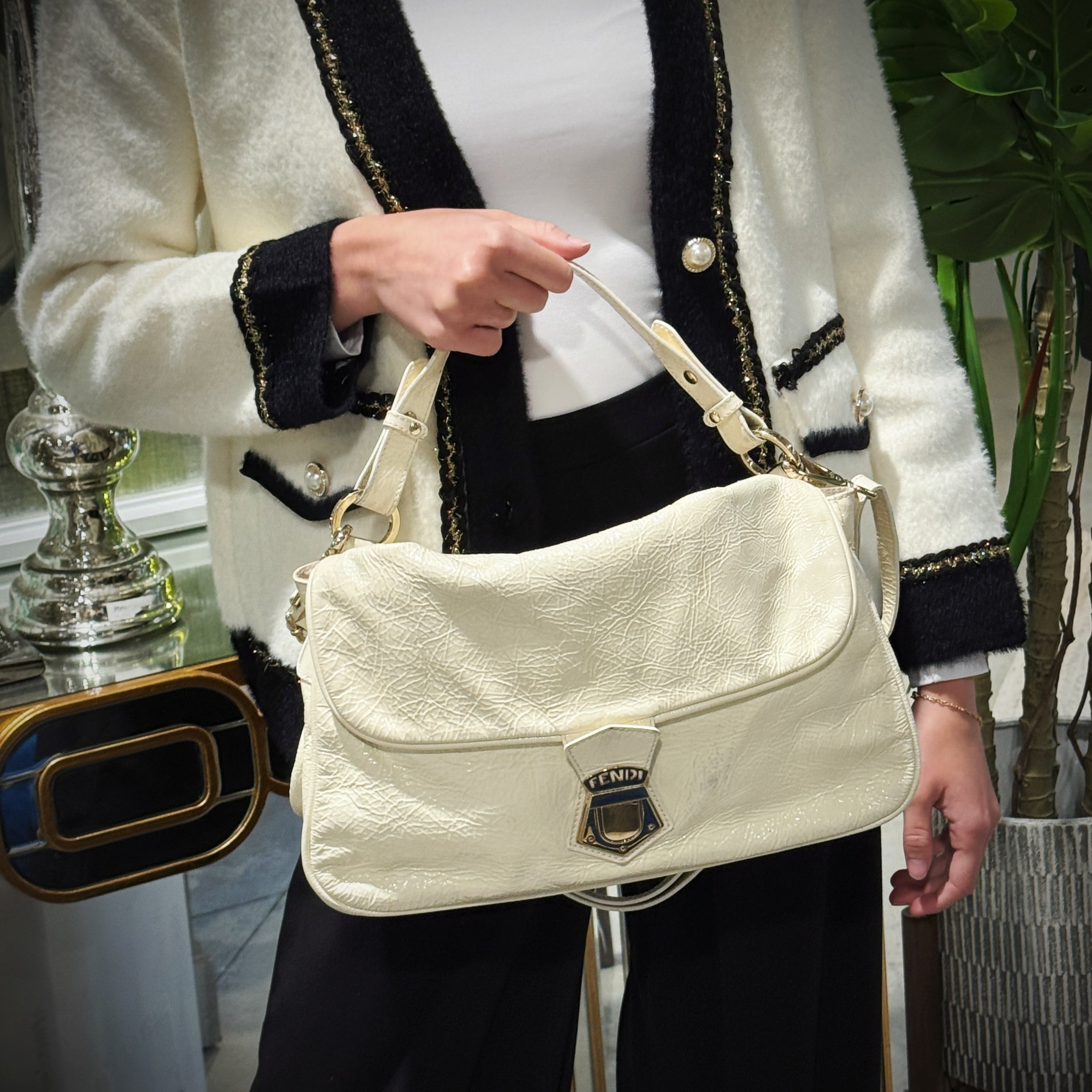 Fendi Baguette Patent Lather Shoulder Bag TWS