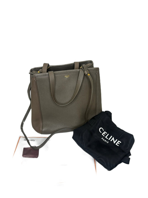 Celine Fold Cabas Tote Bag Greige Leather Medium B20-03