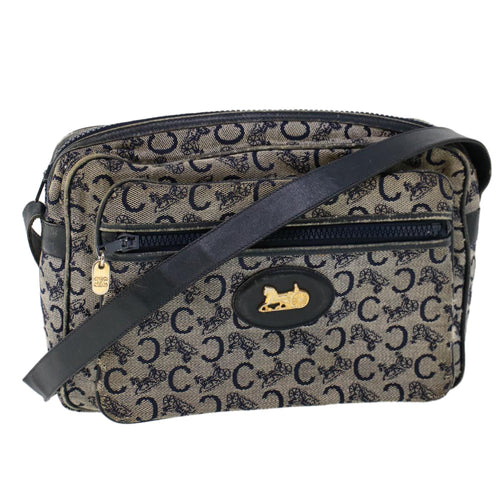 CELINE C Macadam Canvas Shoulder Bag Navy  53733