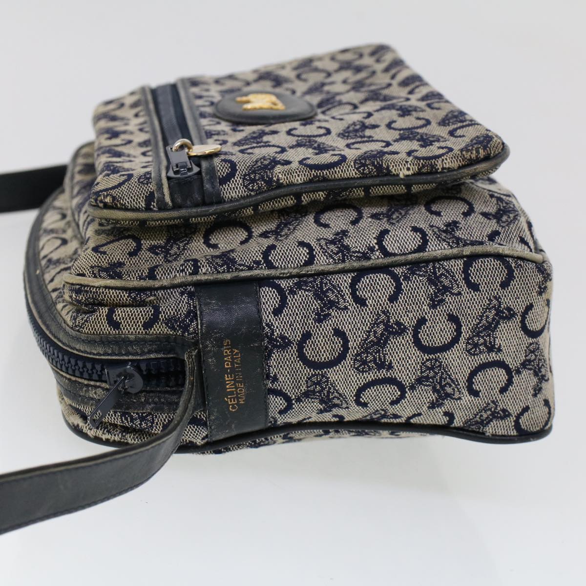 CELINE C Macadam Canvas Shoulder Bag Navy  53733