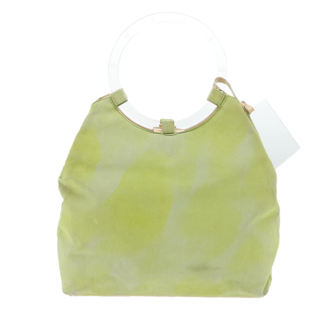 CELINE Hand Bag Suede Green Auth 53736