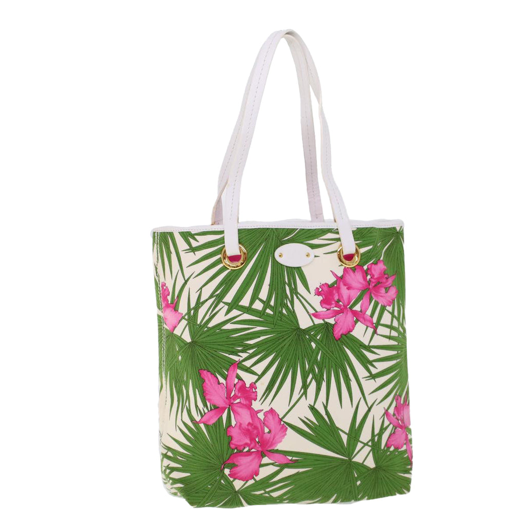 CELINE Botanical Pattern Tote Bag Canvas Green Pink  53737