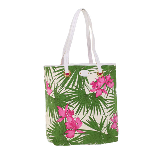 CELINE Botanical Pattern Tote Bag Canvas Green Pink  53737