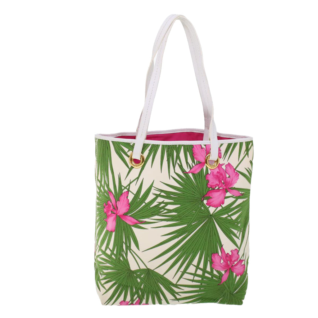 CELINE Botanical Pattern Tote Bag Canvas Green Pink  53737