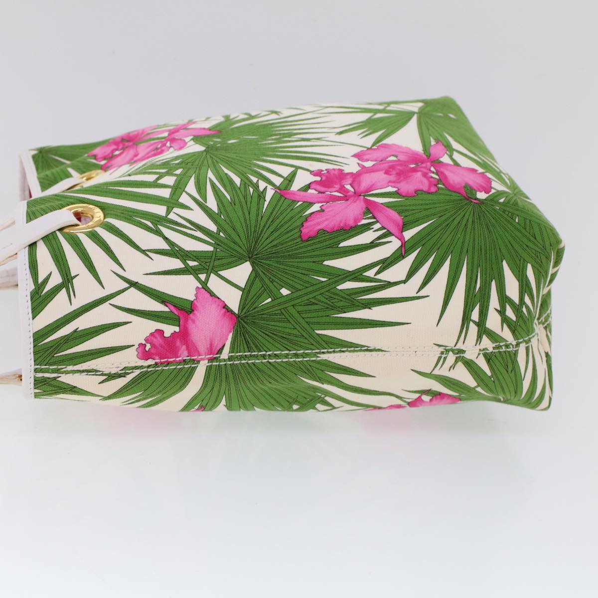CELINE Botanical Pattern Tote Bag Canvas Green Pink  53737